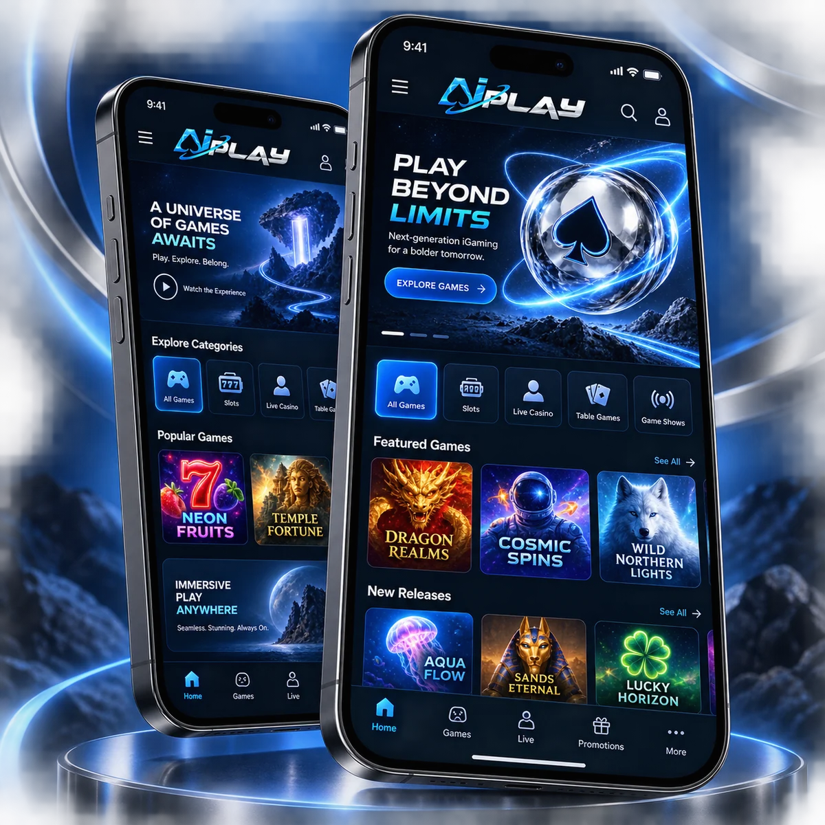 AIPlay independent website design concept shown on mobile devices