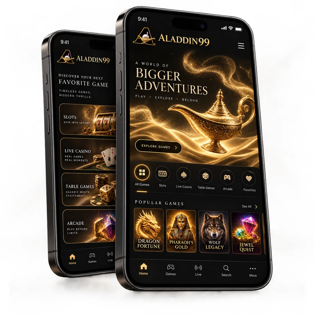 Aladdin99 independent website design concept shown on mobile devices