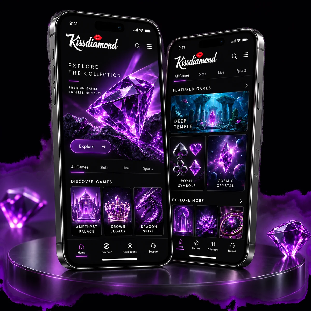 kissdiamond independent website design concept shown on mobile devices