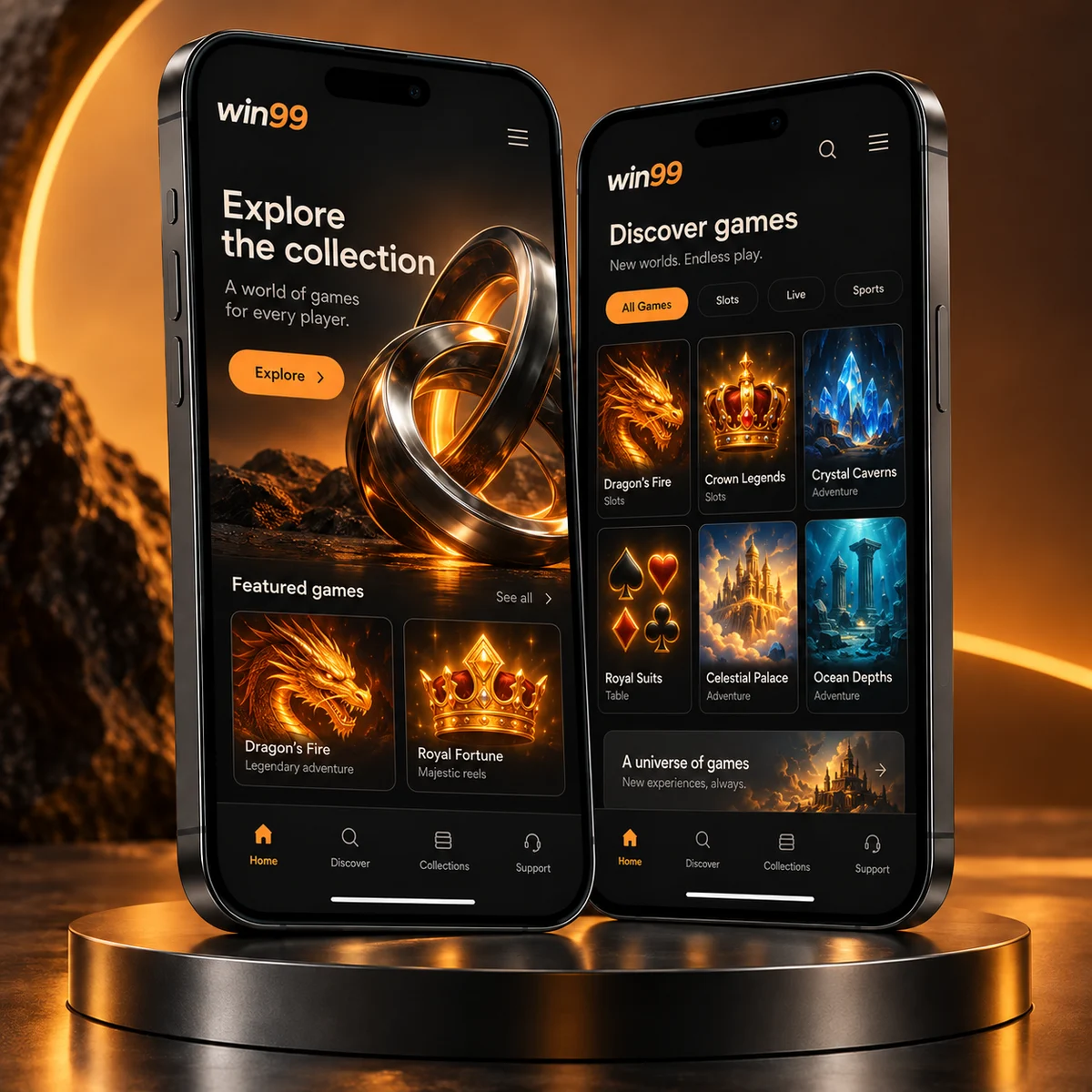 win99 independent website design concept shown on mobile devices