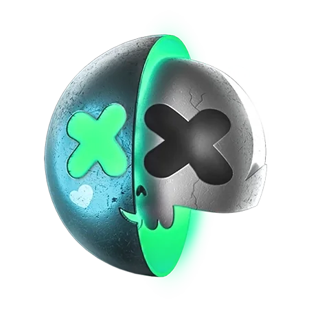 A chrome character with a removable metallic face