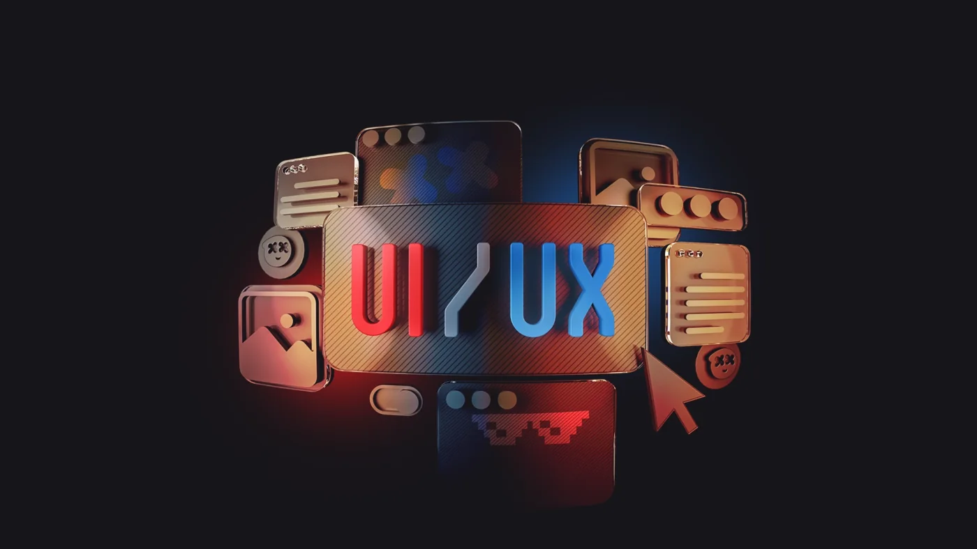 A three-dimensional interface design composition
